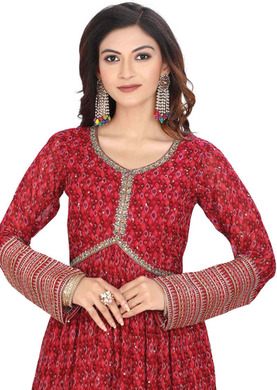 Magenta Georgette Zardosi & Embroidered Anarkali