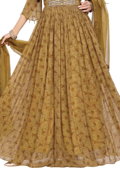 Golden Mustard Georgette Zardosi & Embroidered Anarkali