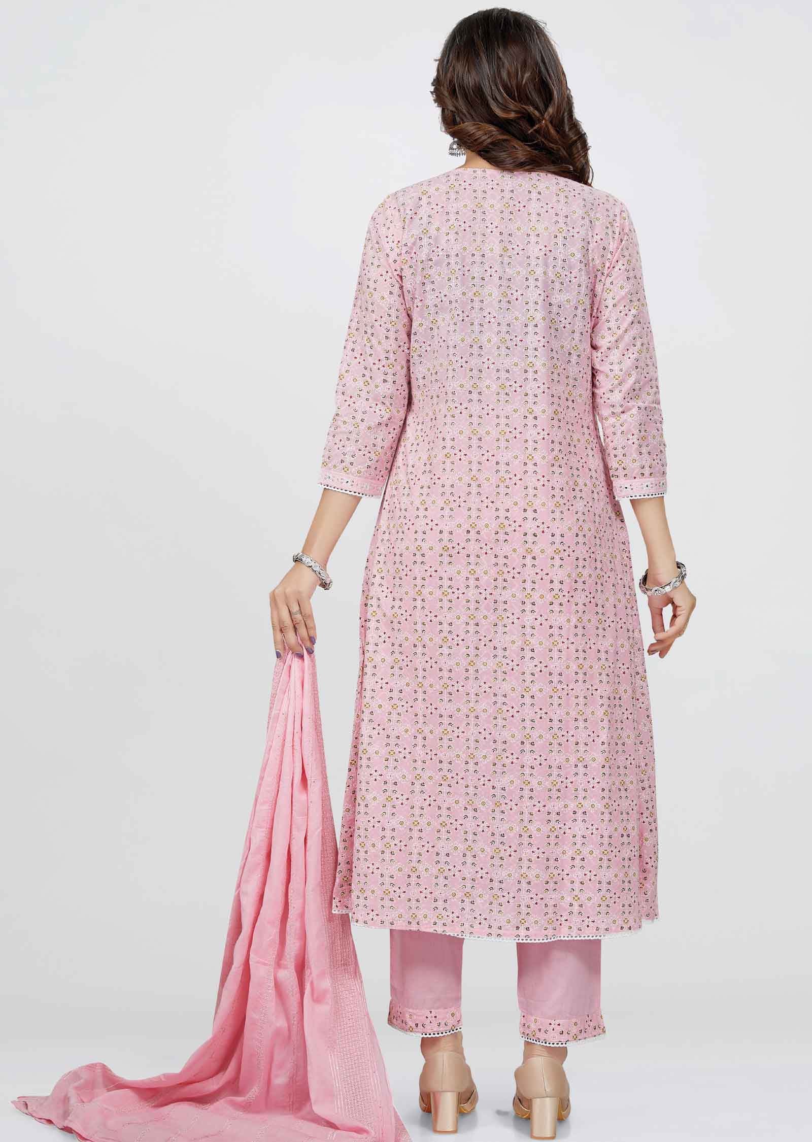 Pink Cotton Anarkali