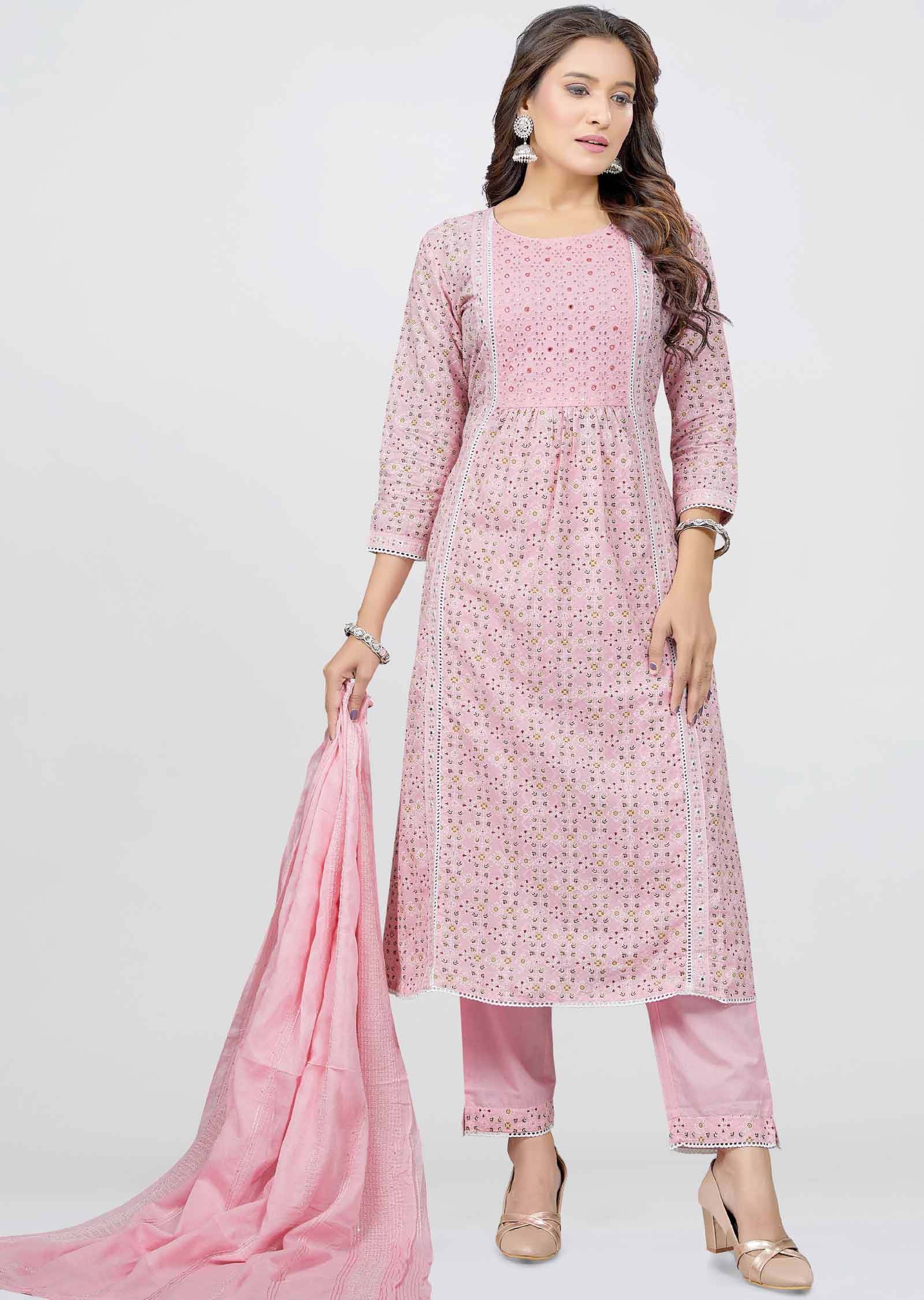 Pink Cotton Anarkali