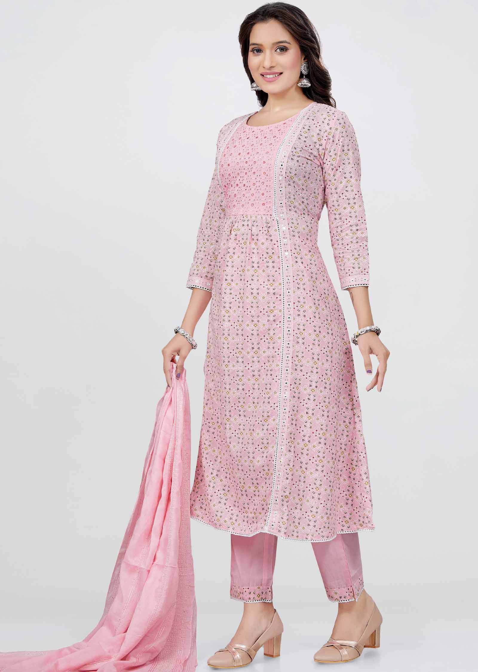 Pink Cotton Anarkali