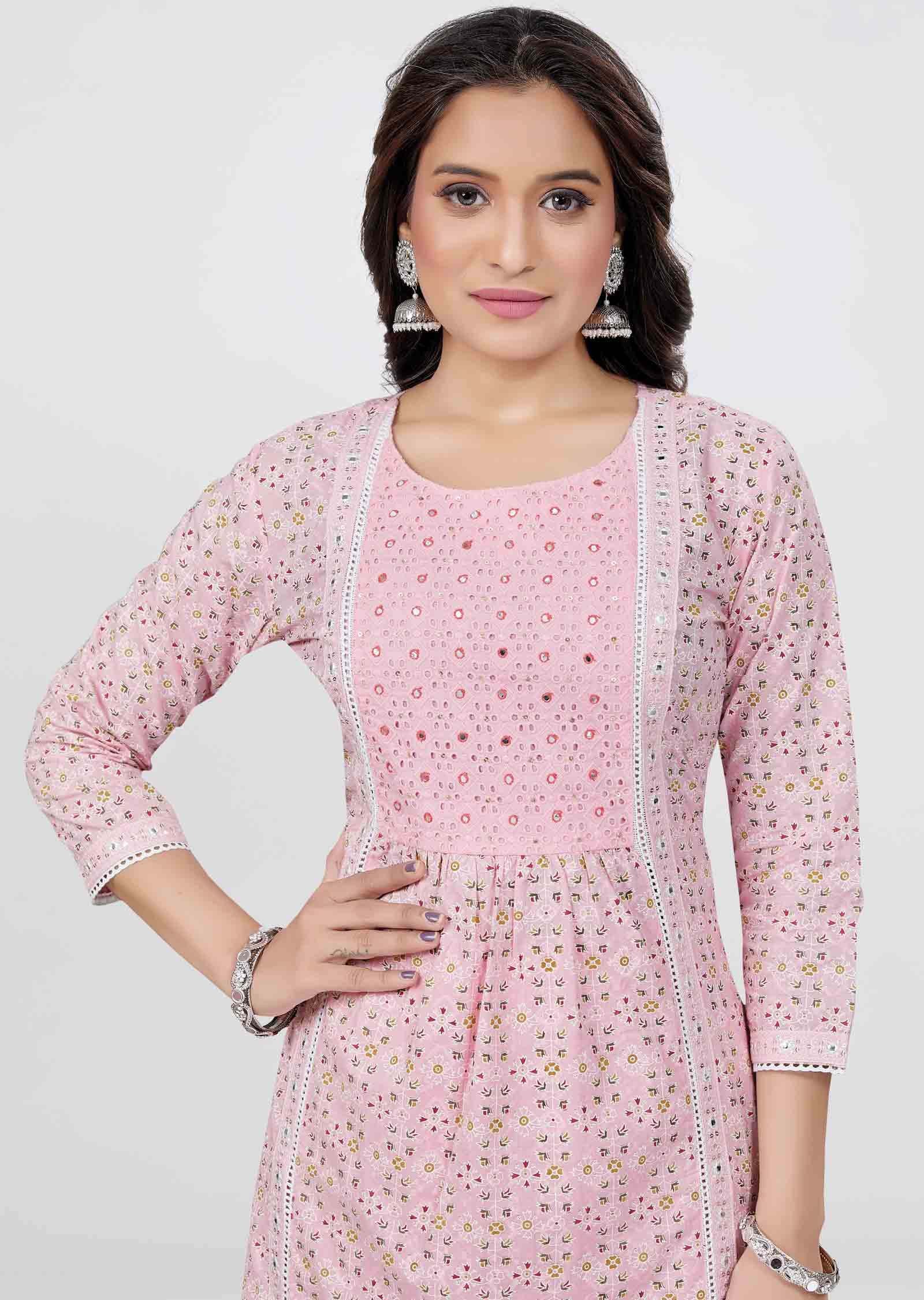 Pink Cotton Anarkali