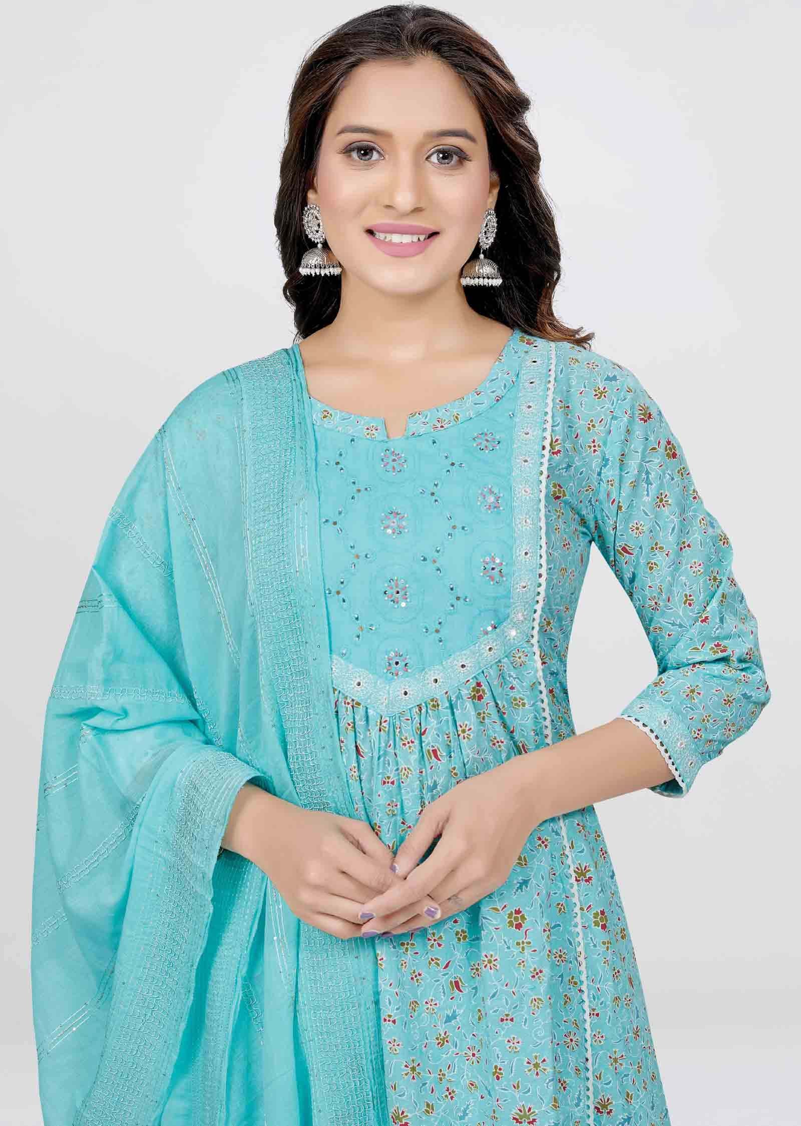 Green Cotton Anarkali