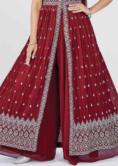 Dark Rust Georgette Embroidered Anarkali