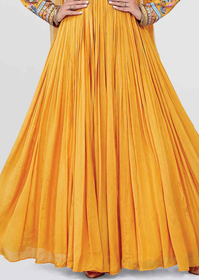 Mustard Silk /Chinnon Sequins Anarkali