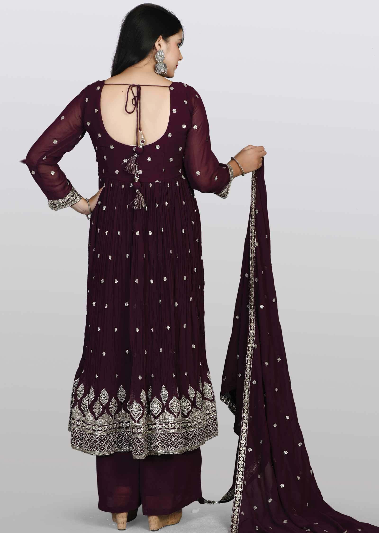 Magenta Georgette Zardosi & Embroidered Anarkali