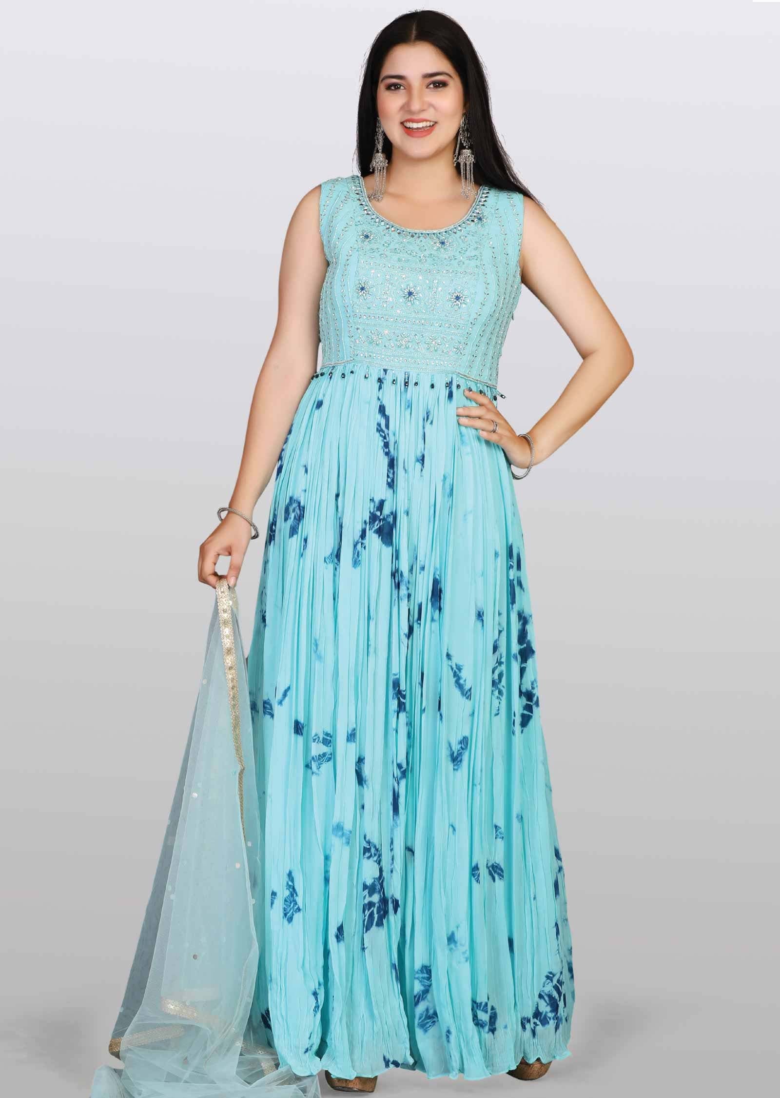 Sky Blue Georgette Zardosi & Embroidered Anarkali