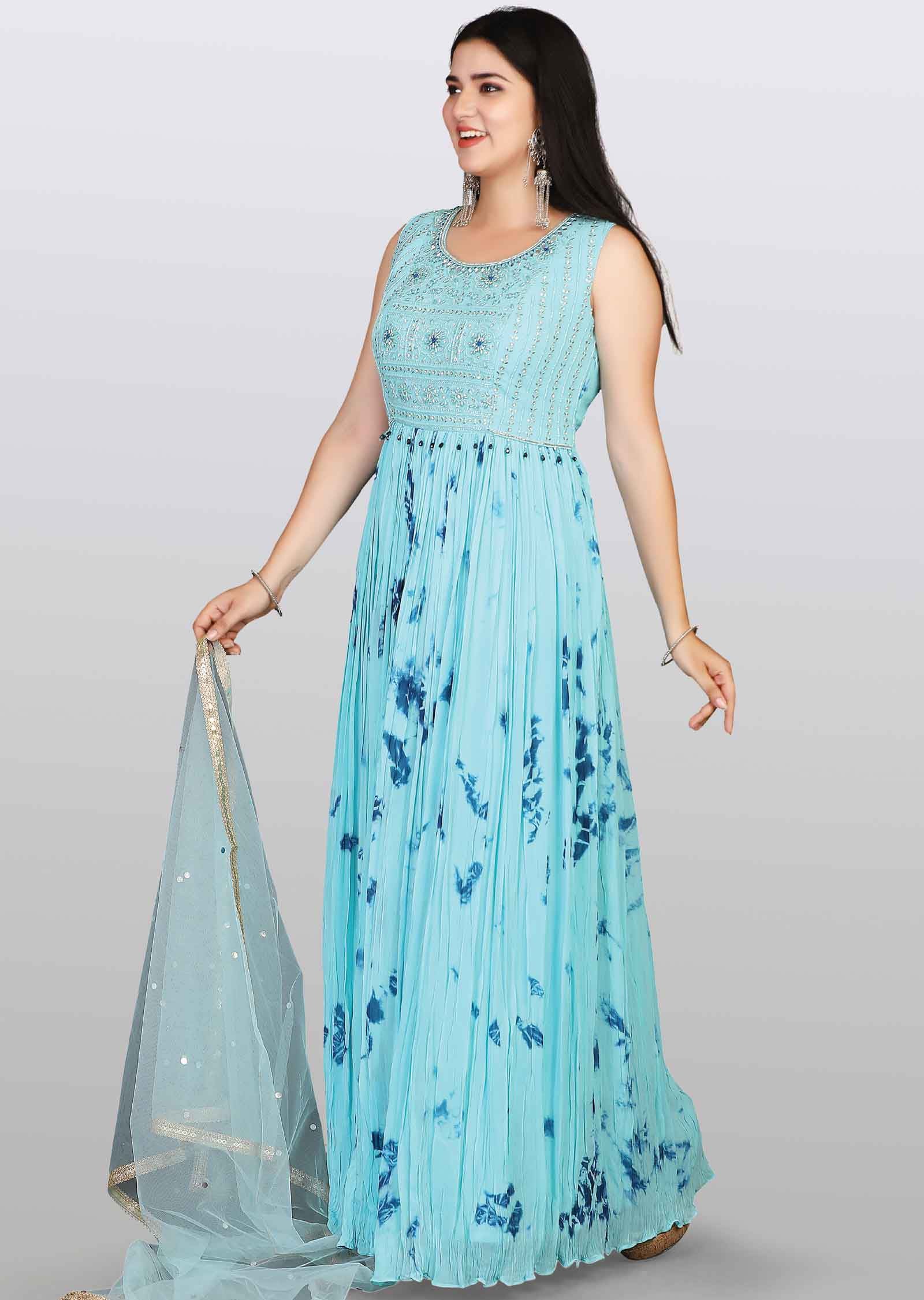 Sky Blue Georgette Zardosi & Embroidered Anarkali