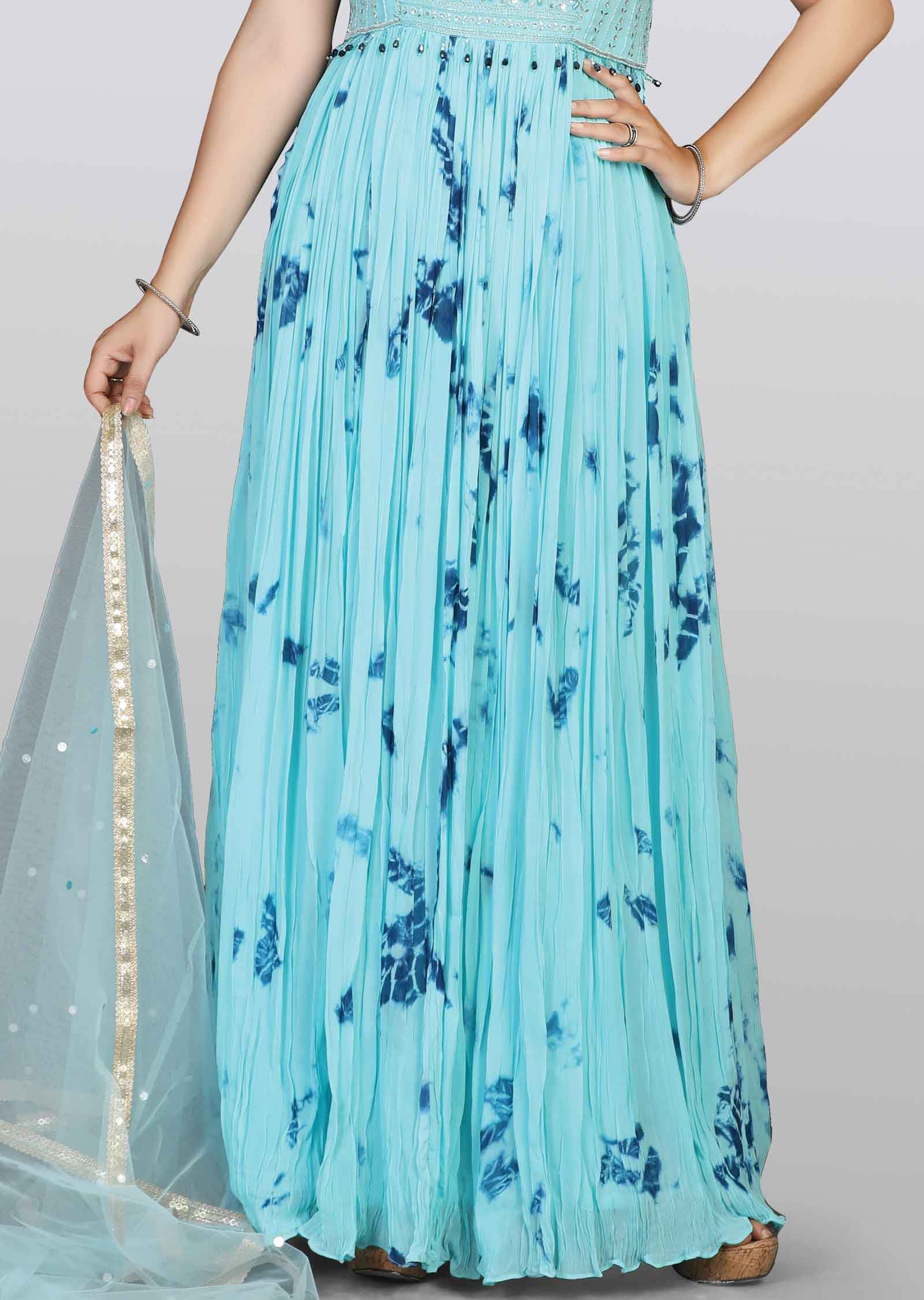 Sky Blue Georgette Zardosi & Embroidered Anarkali