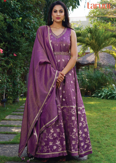 Purple Tissue Silk Anarkali