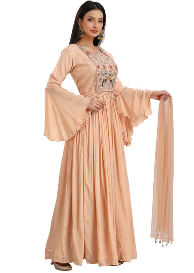 Dusty Peach Georgette Sequins & Gota work Anarkali