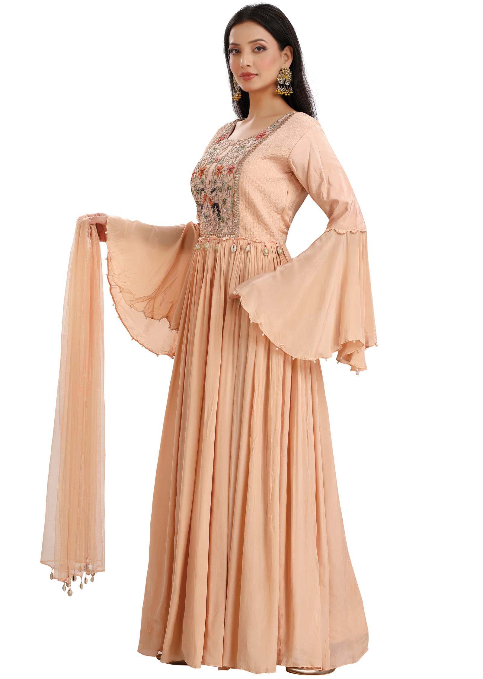 Dusty Peach Georgette Sequins & Gota work Anarkali