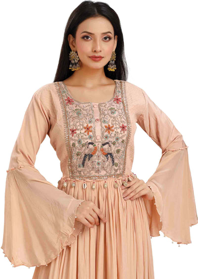 Dusty Peach Georgette Sequins & Gota work Anarkali