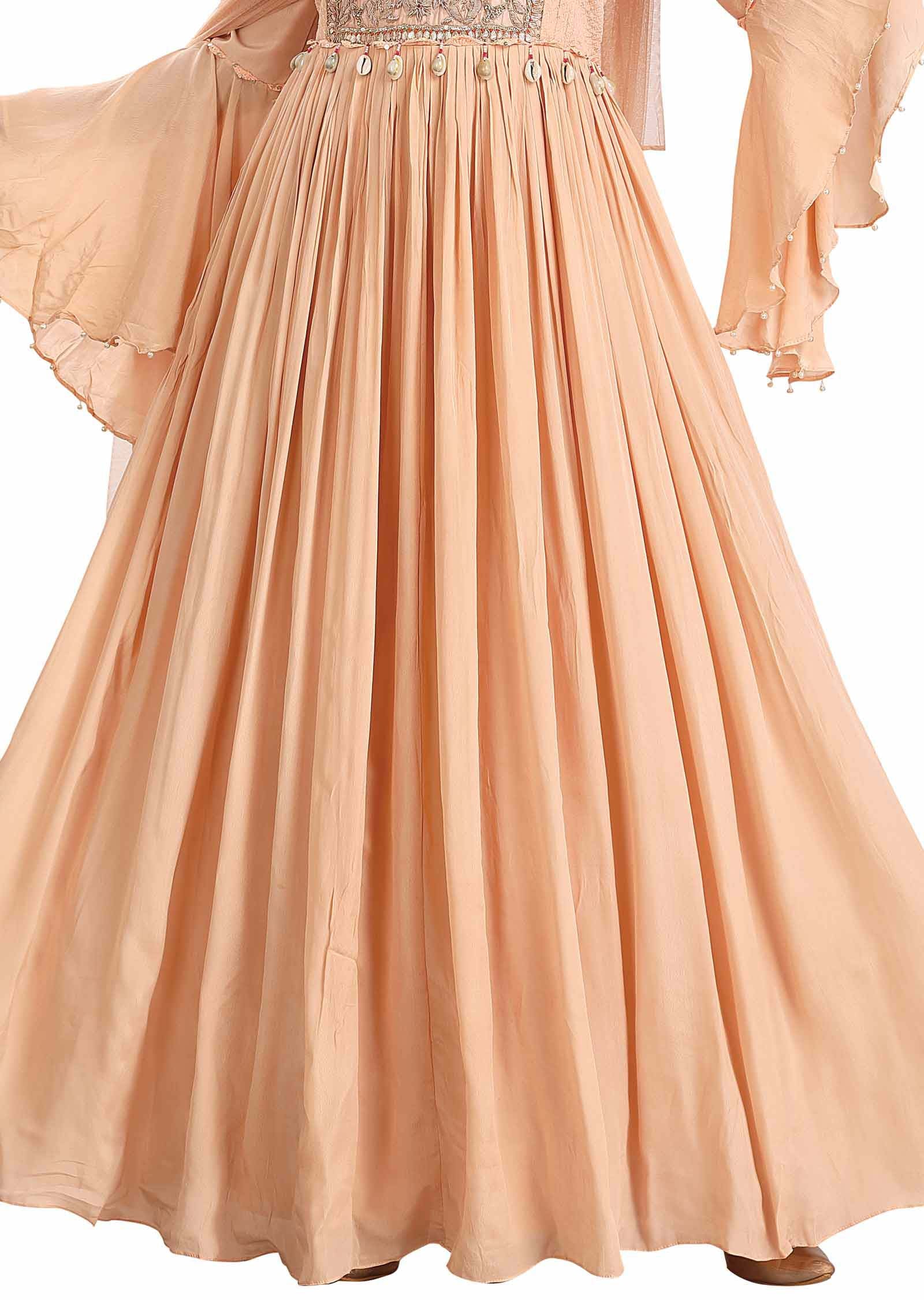 Dusty Peach Georgette Sequins & Gota work Anarkali