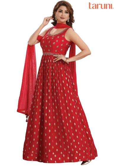 Red Georgette Anarkali