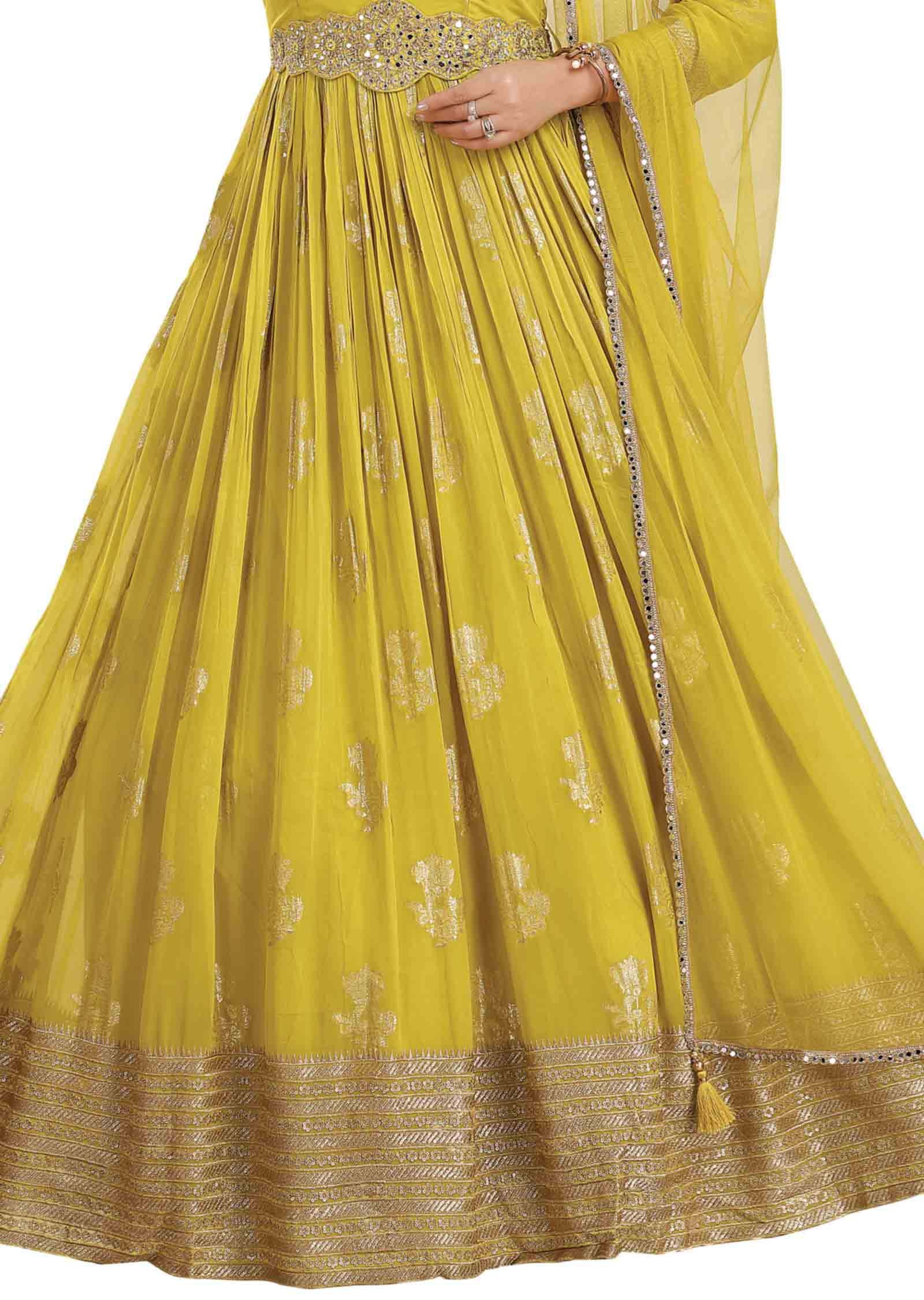 Lime green Georgette Anarkali