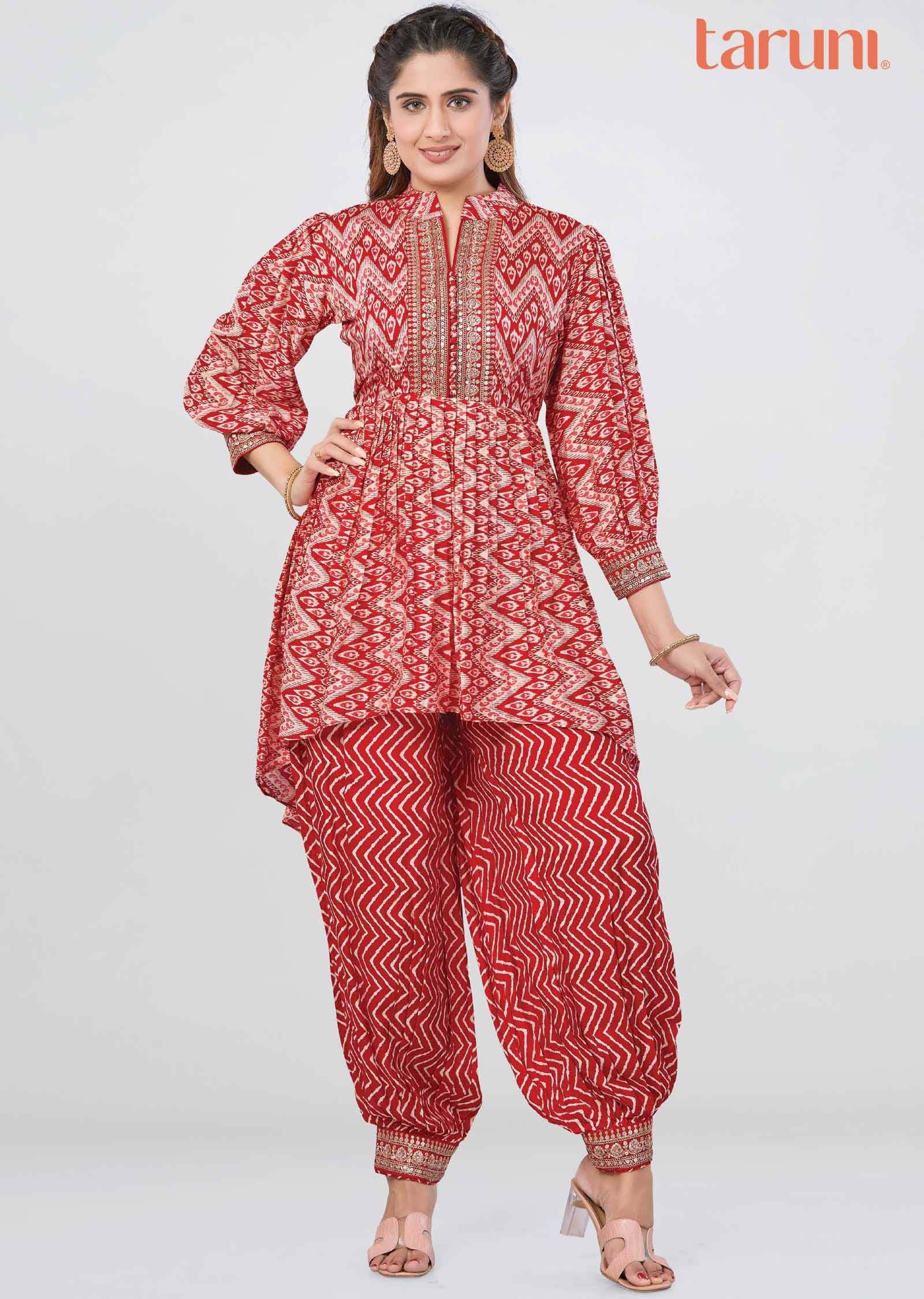 Red Modal Fusion Indo-Western Outfit