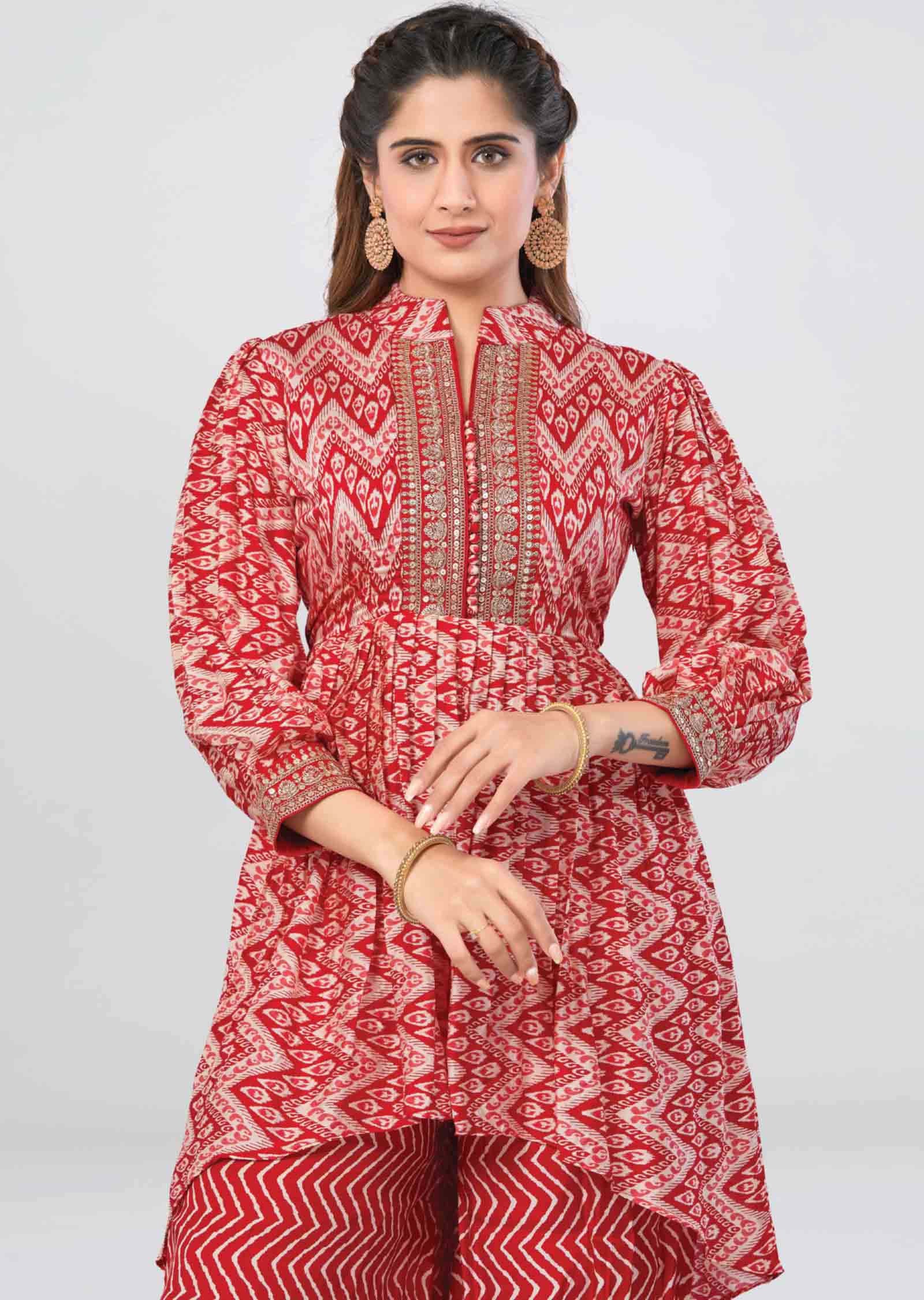 Red Modal Fusion Indo-Western Outfit