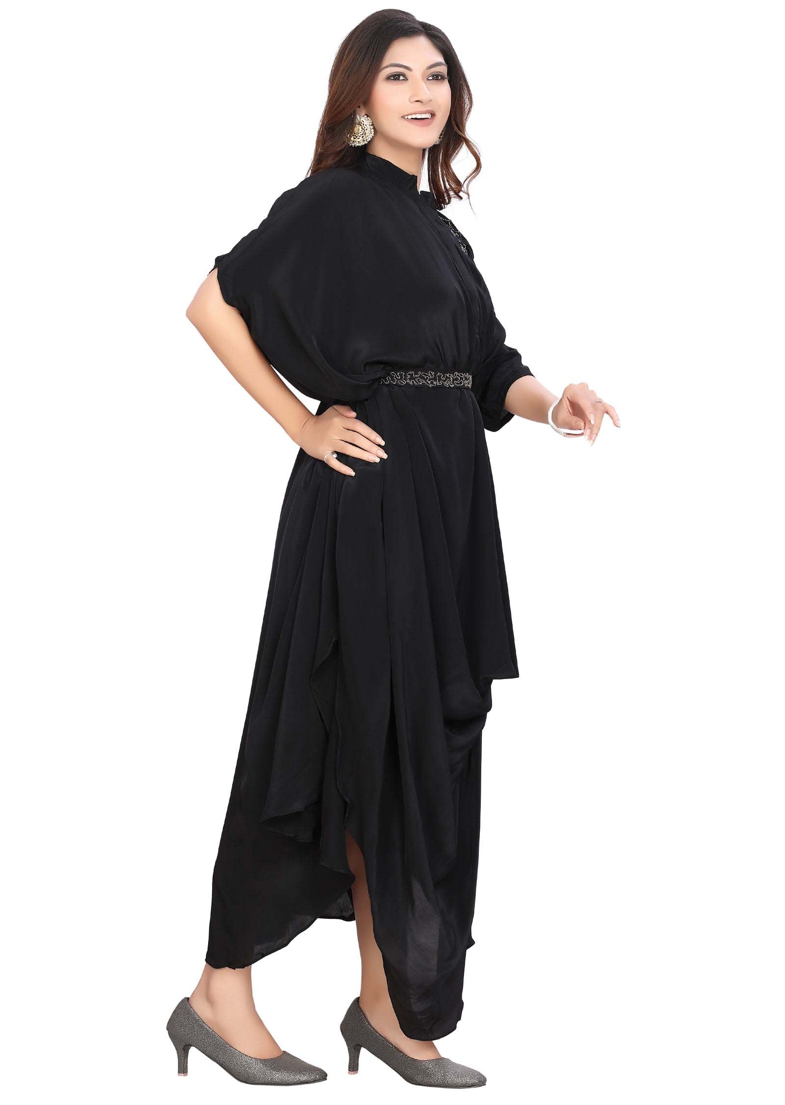 Black Crepe Fusion Indo-Western Outfit
