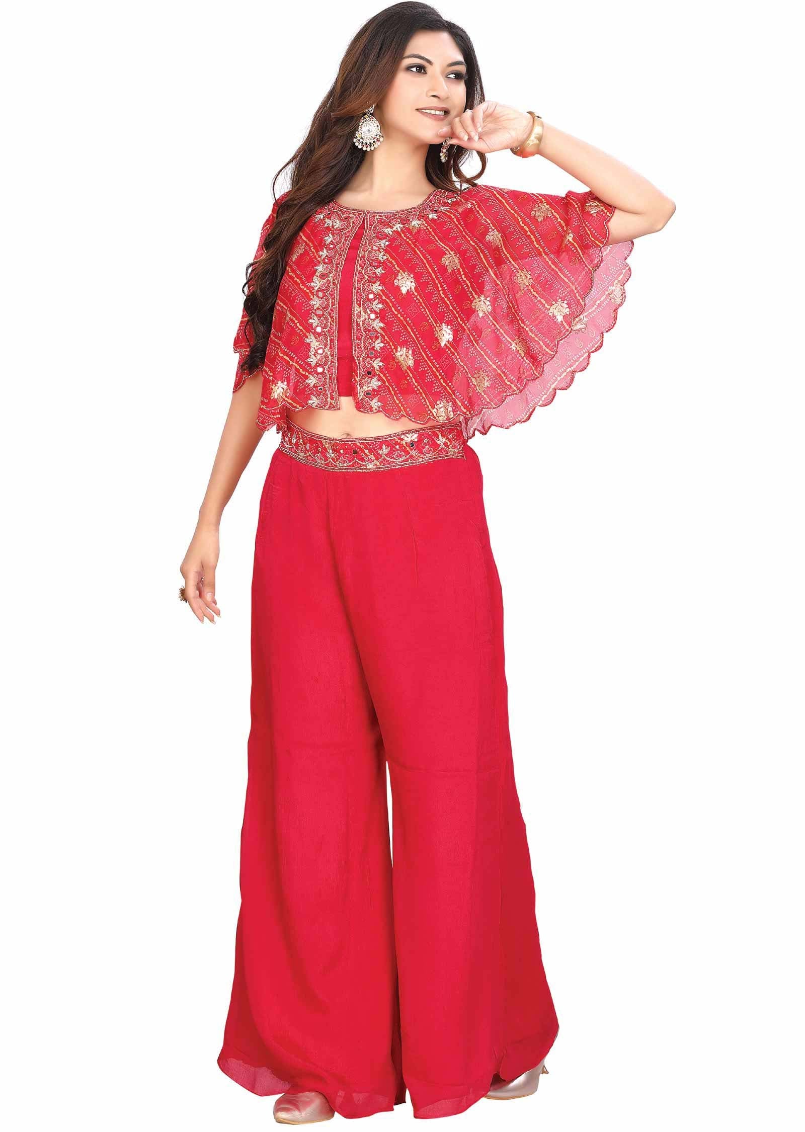 Pink Organza Chinnon Fusion Indo-Western Outfit