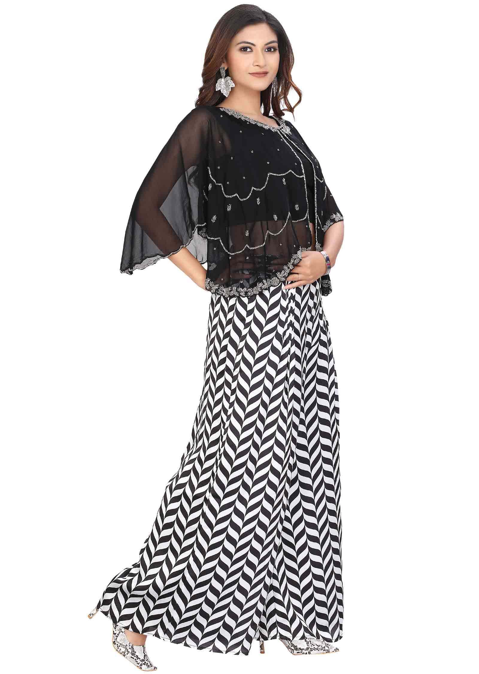 Black Organza Satin Fusion Indo-Western Outfit