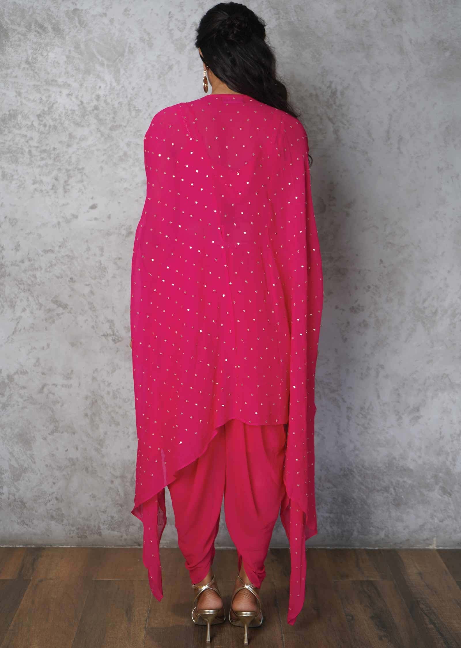 Pink Georgette Fusion Indo-Western Outfit