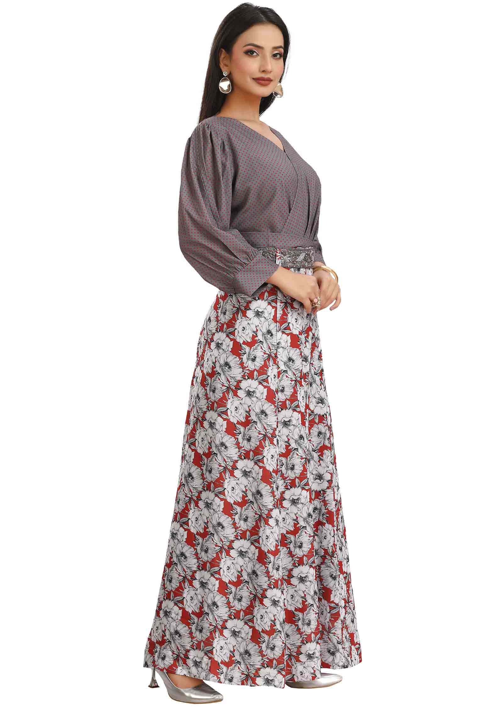 Grey Georgette Fusion Indo-Western Outfit