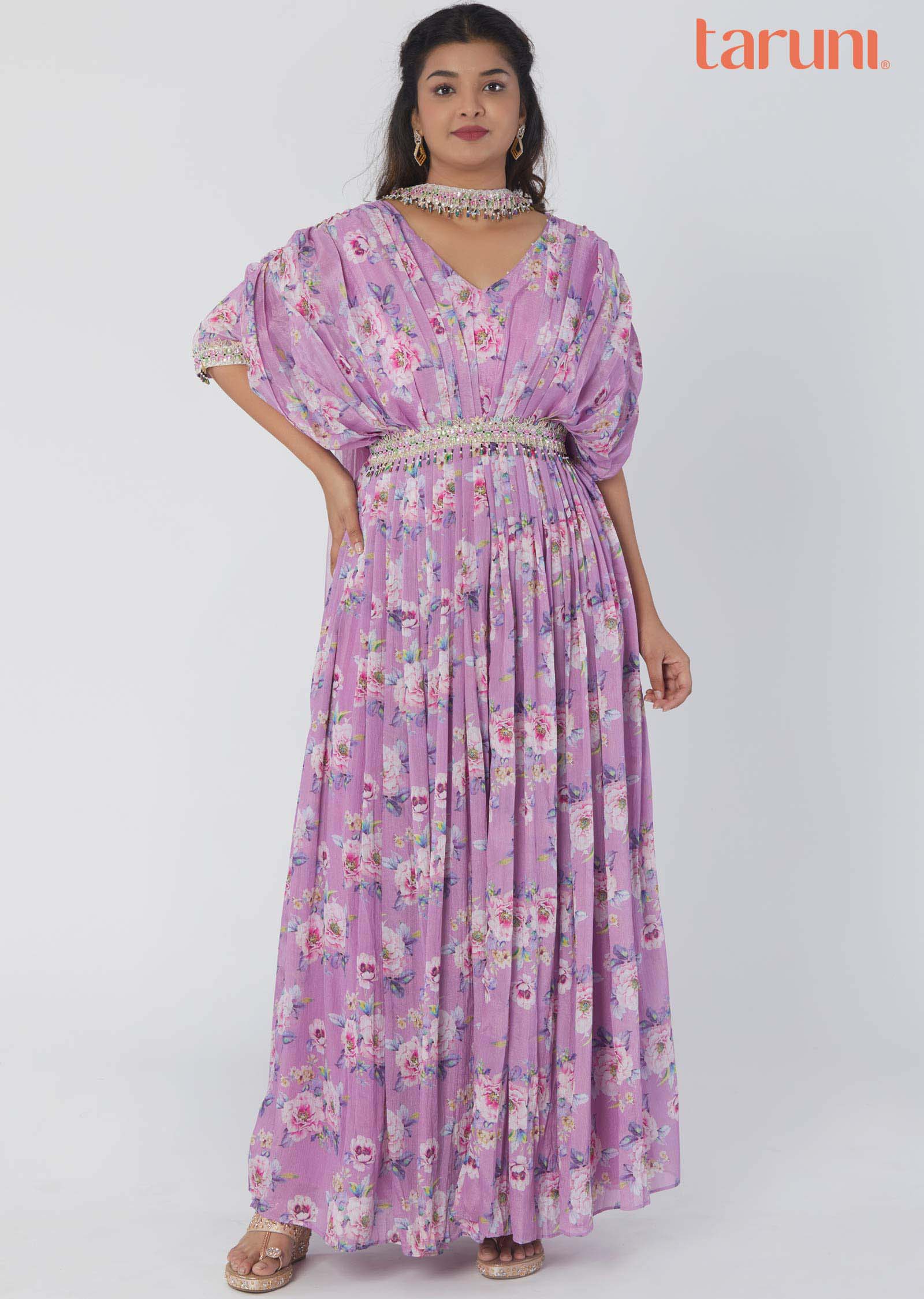 Light Purple Chinnon Printed Gowns