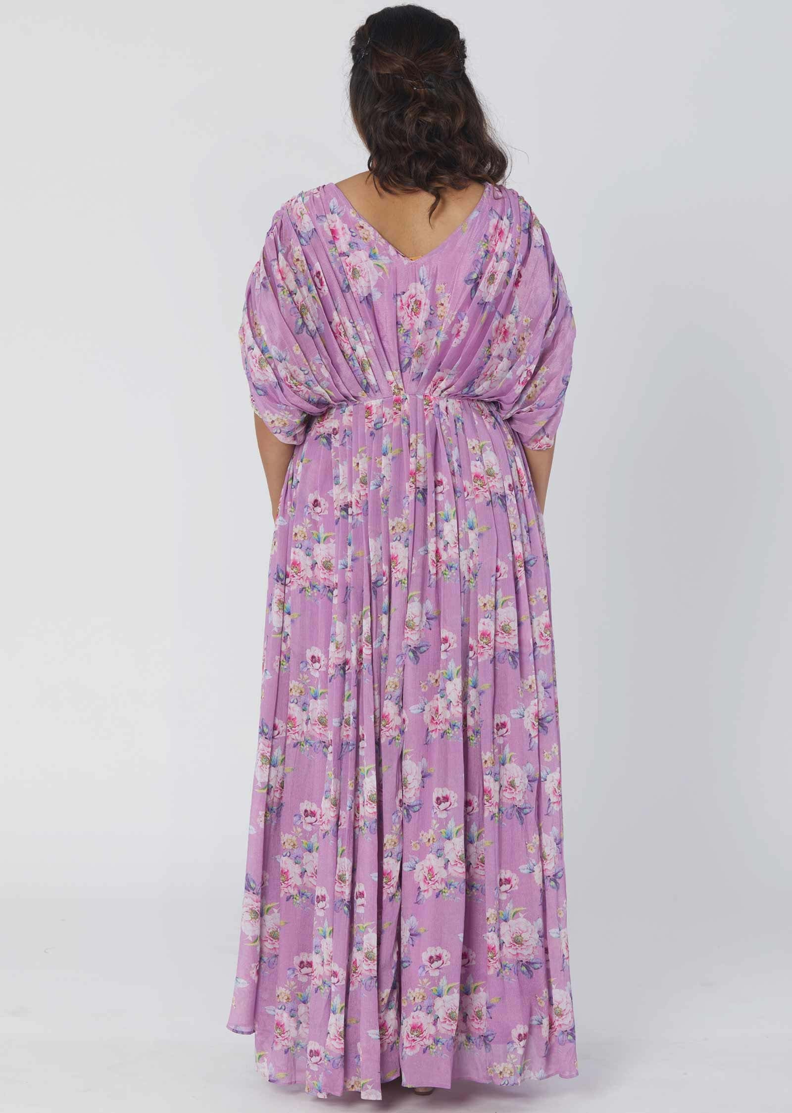 Light Purple Chinnon Printed Gowns