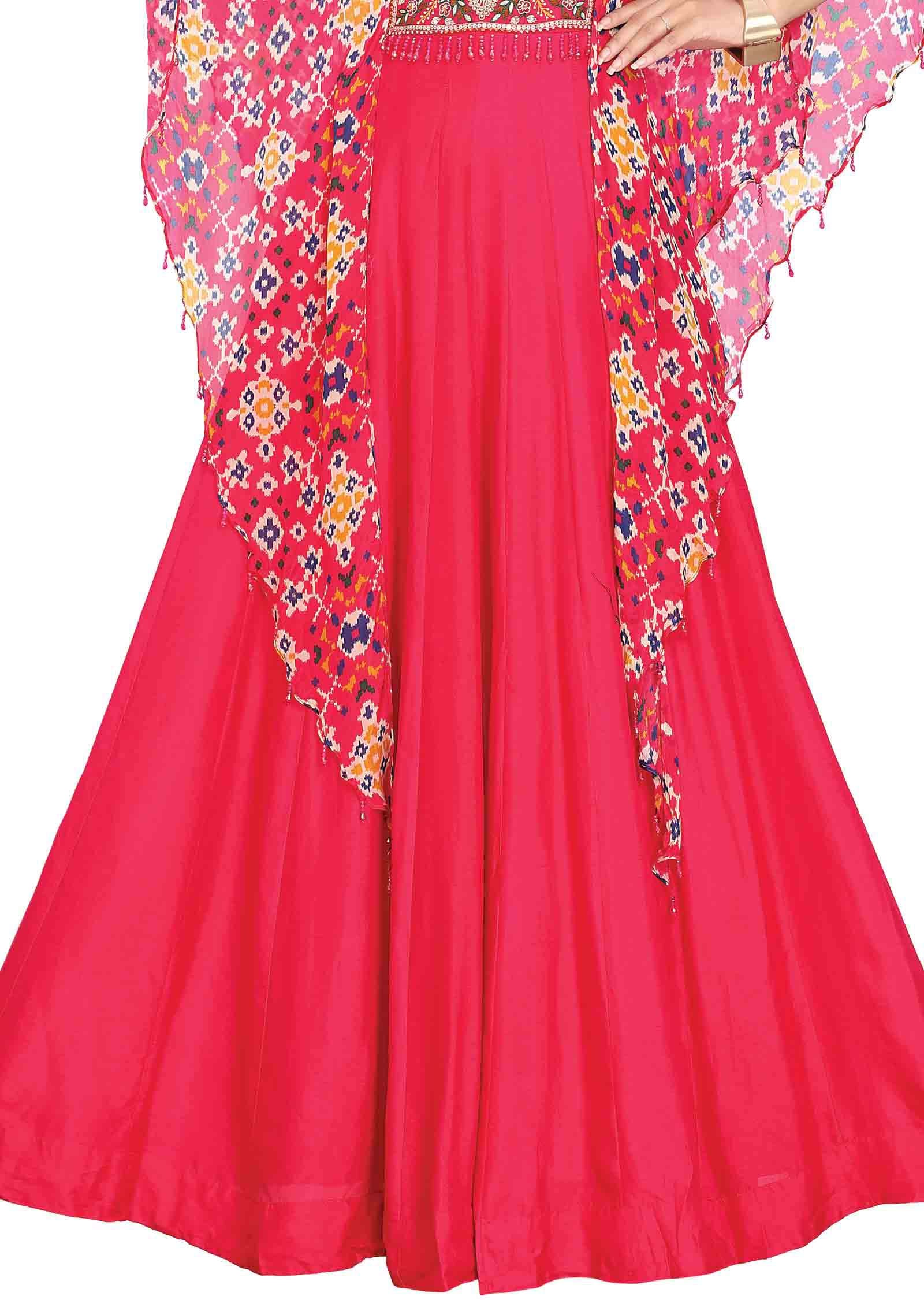 Rani Pink Silk Zardosi & Embroidered Gown