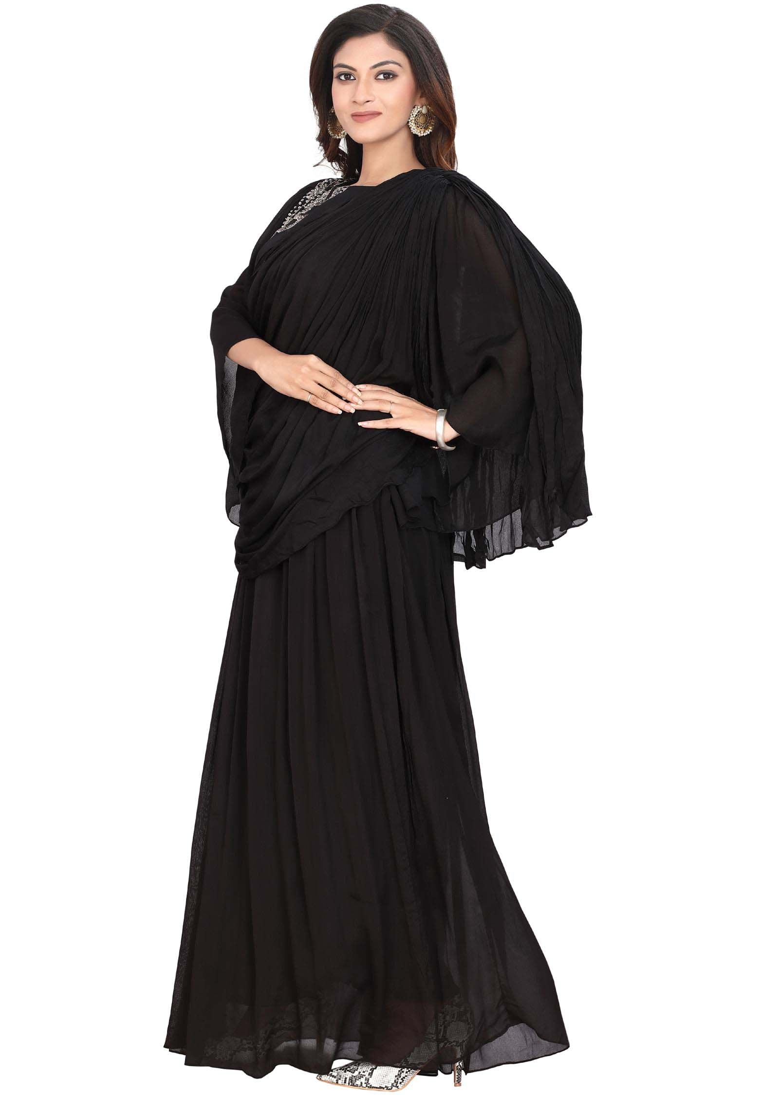 Black Chinnon Beaded Gown