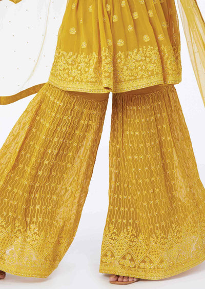 Mustard Georgette Shararas/Ghararas