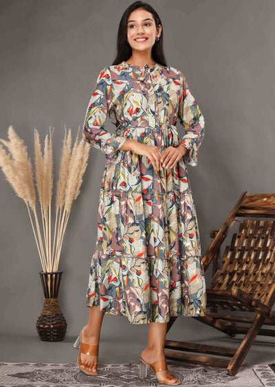 Mullti Muslin Printed Frock Style Kurti