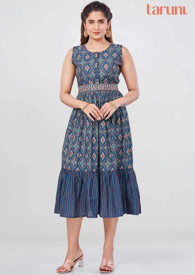 Teal Modal Kurti Frock Style