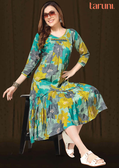 Multi Muslin Frock Style Kurti