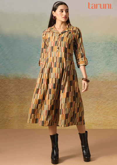 Multi color Cotton Printed Frock Style Kurti