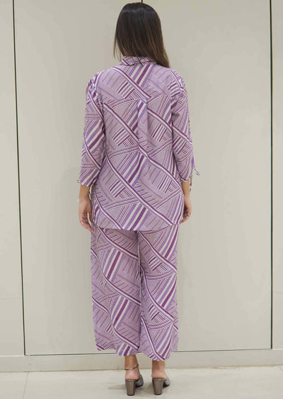 Purple Muslin Printed Co-Ord Set