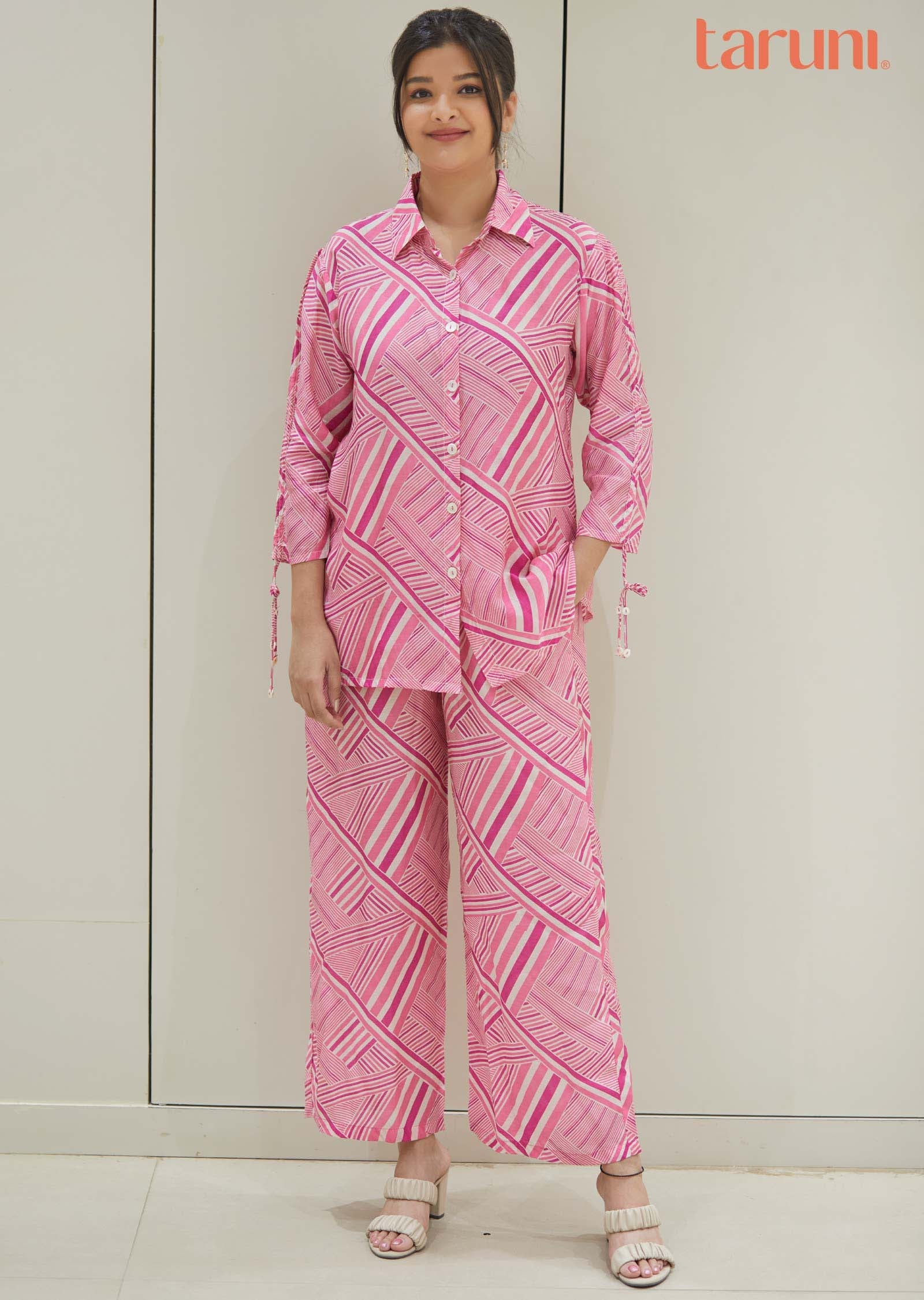 Pink Muslin Printed Co-Ord Set