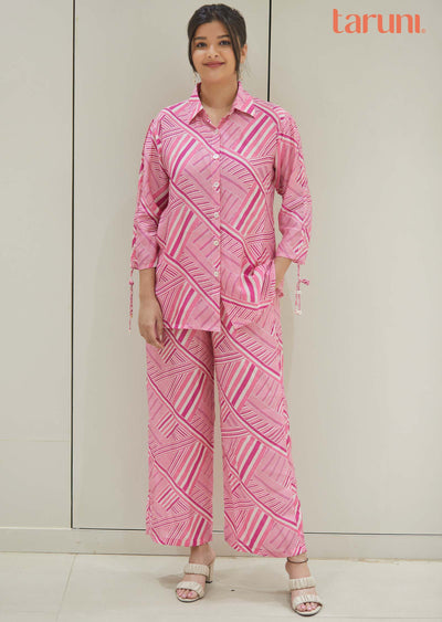 Pink Muslin Printed Co-Ord Set