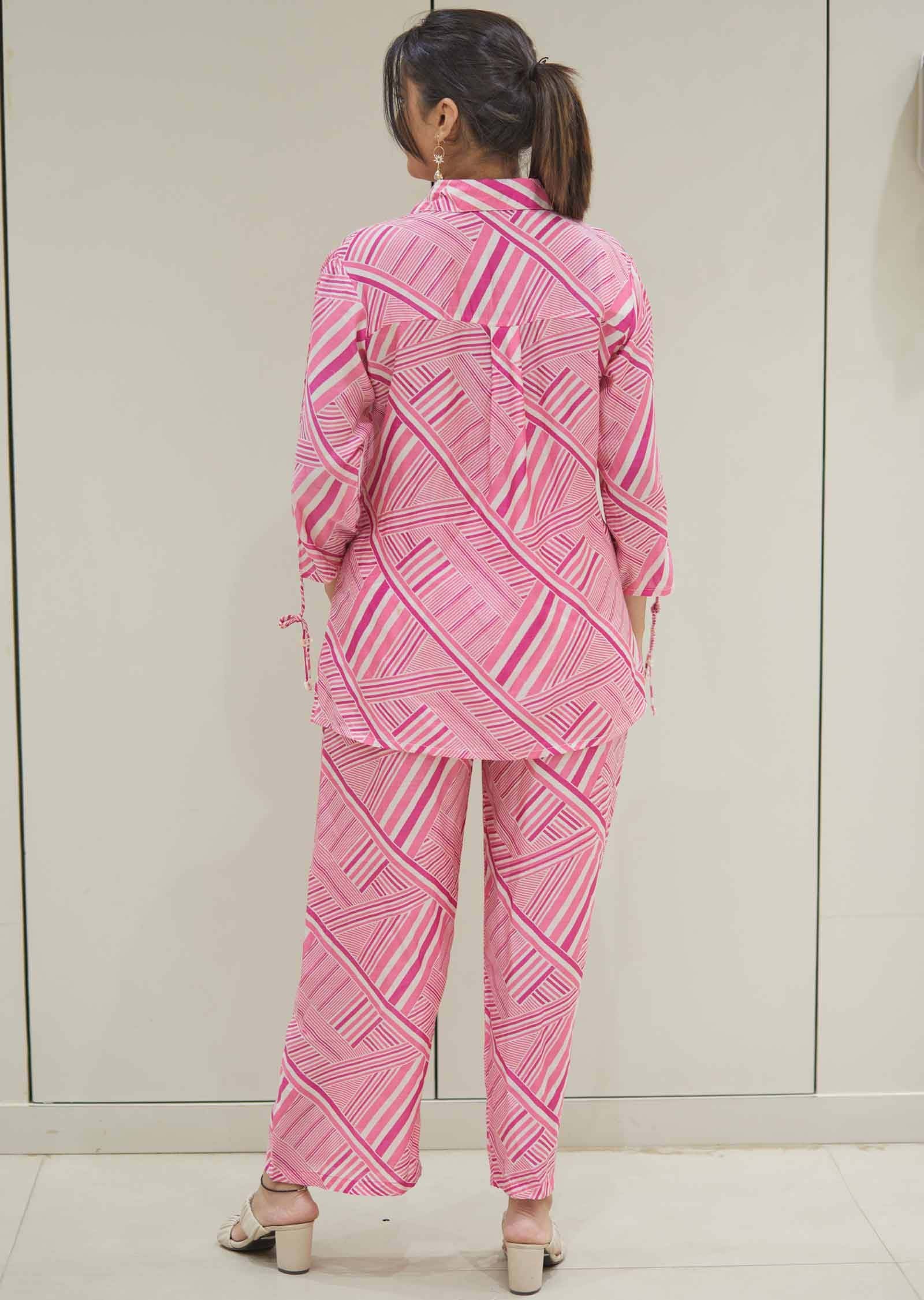 Pink Muslin Printed Co-Ord Set