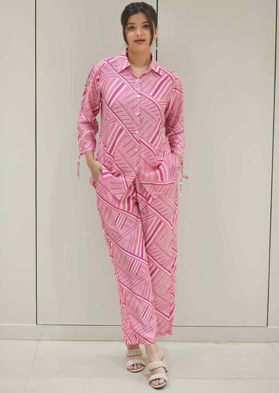 Pink Muslin Printed Co-Ord Set