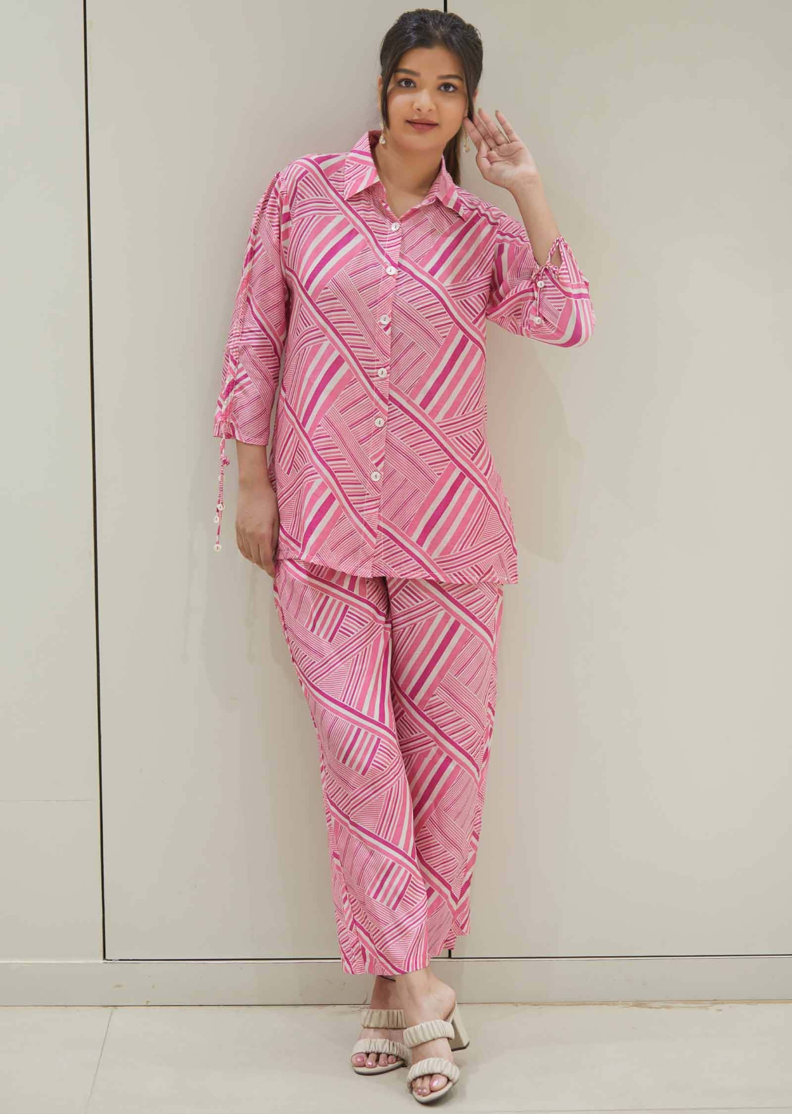 Pink Muslin Printed Co-Ord Set