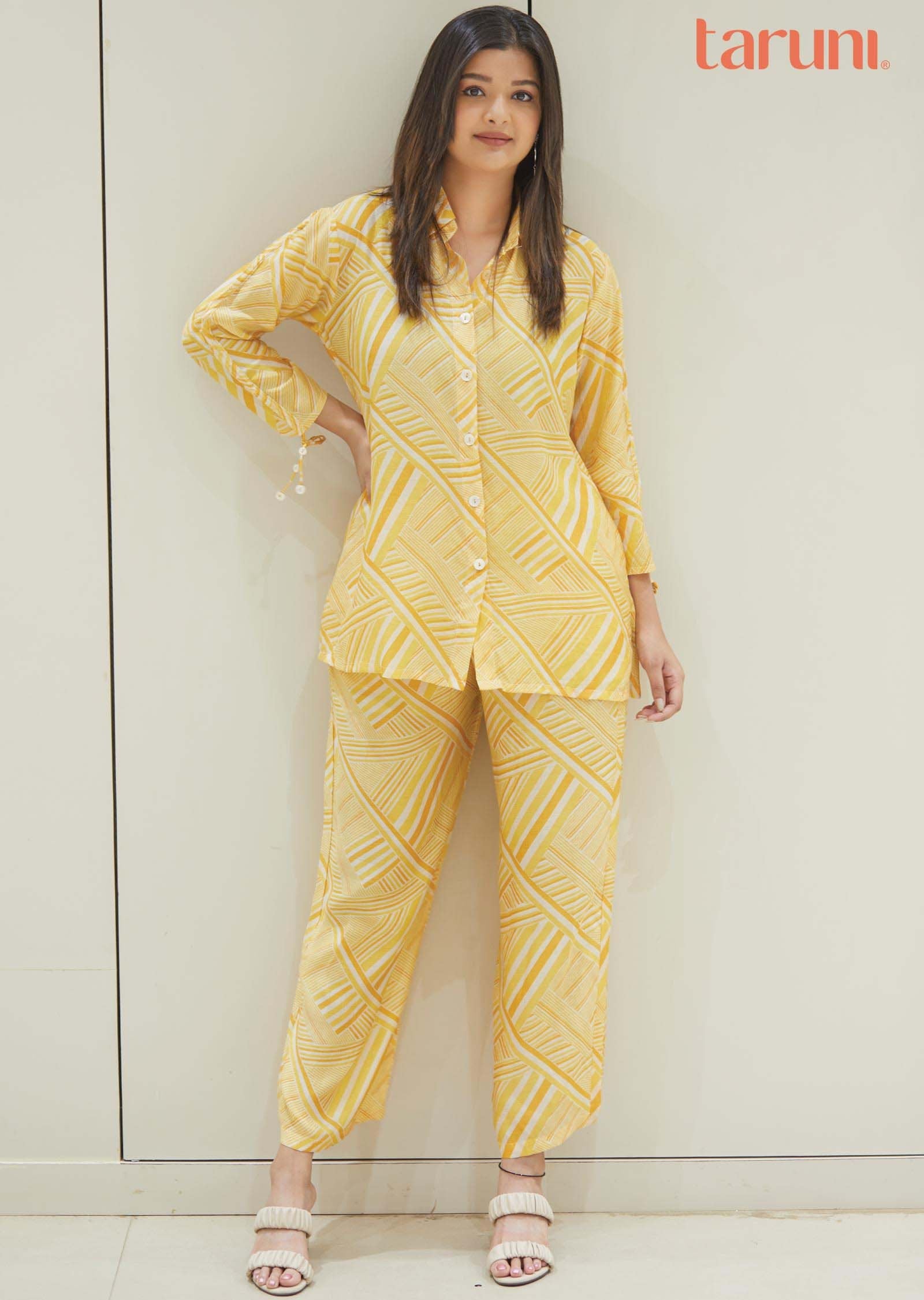 Yellow Muslin Printed Co-Ord Set