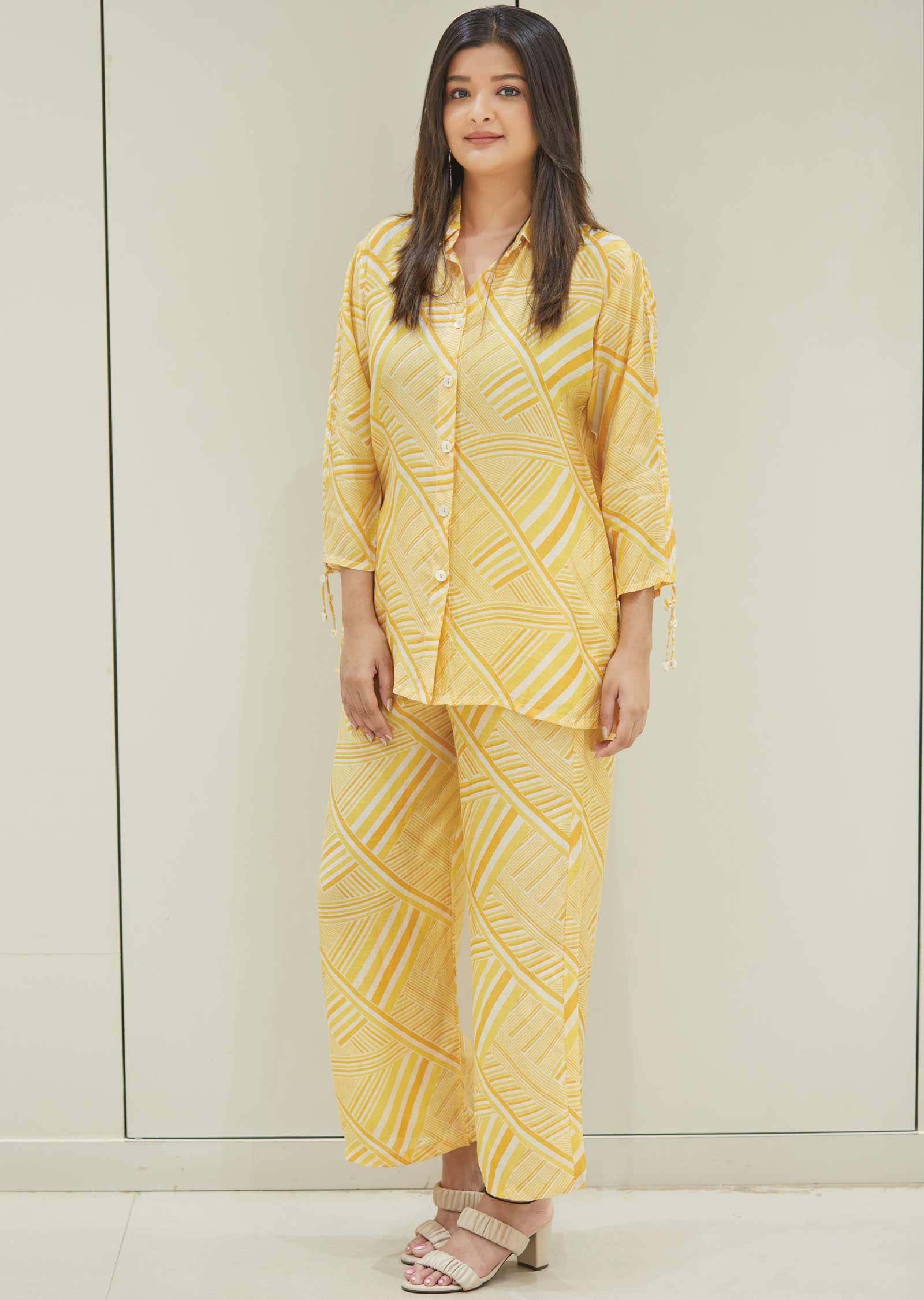 Yellow Muslin Printed Co-Ord Set