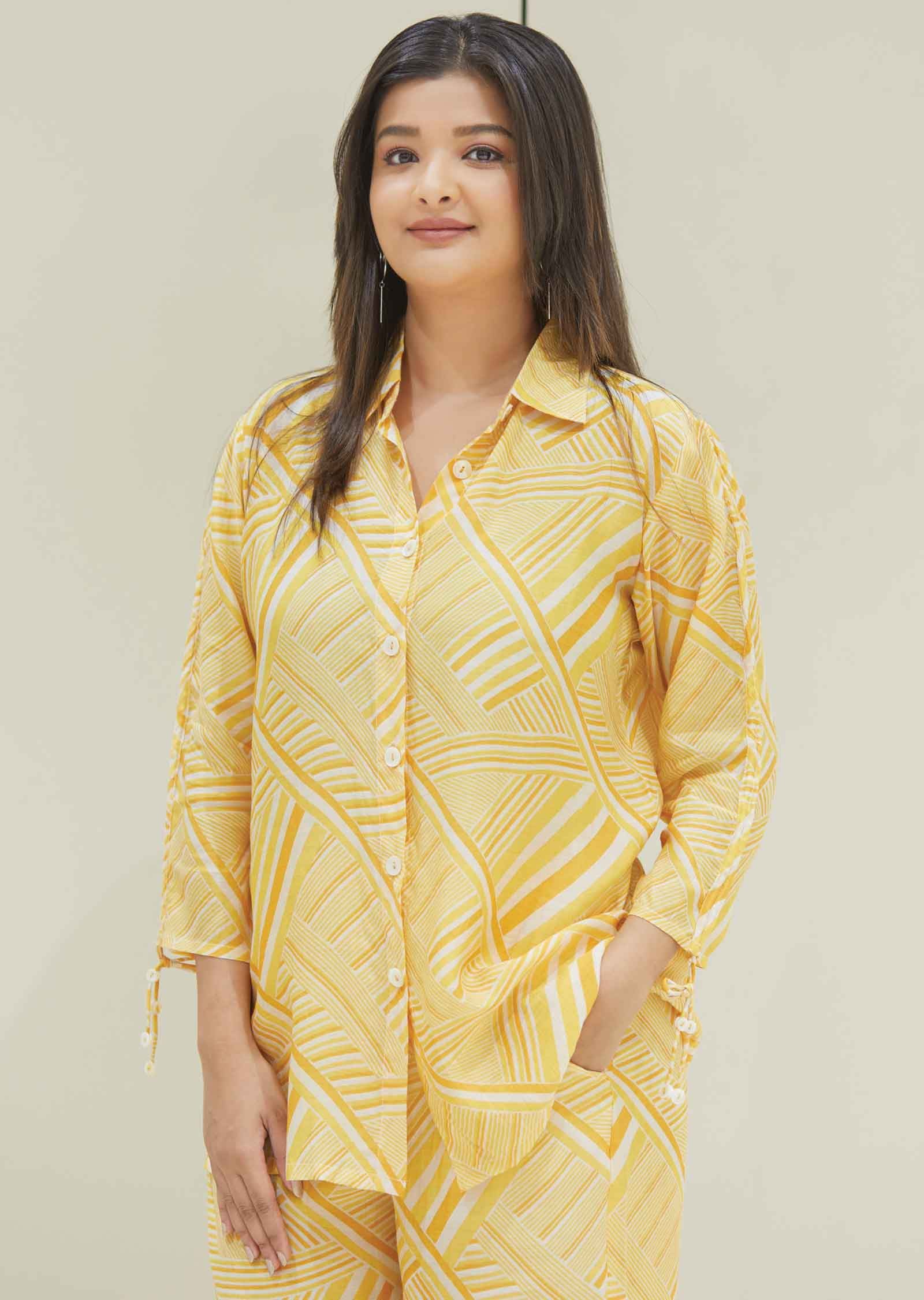 Yellow Muslin Printed Co-Ord Set