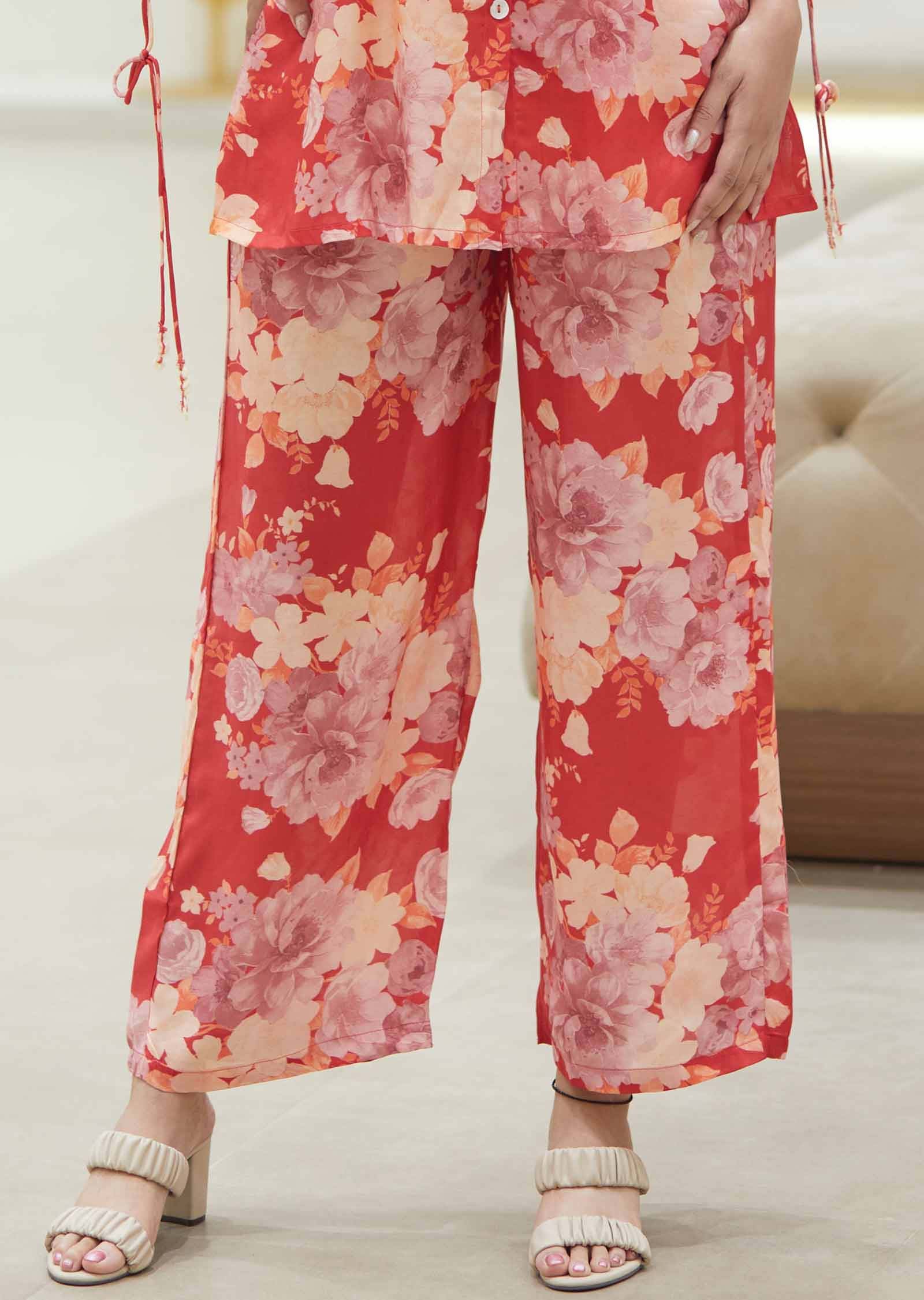 Red Muslin Co-Ord Set