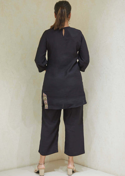 Black Soft Silk Resham Work Co-Ord Set