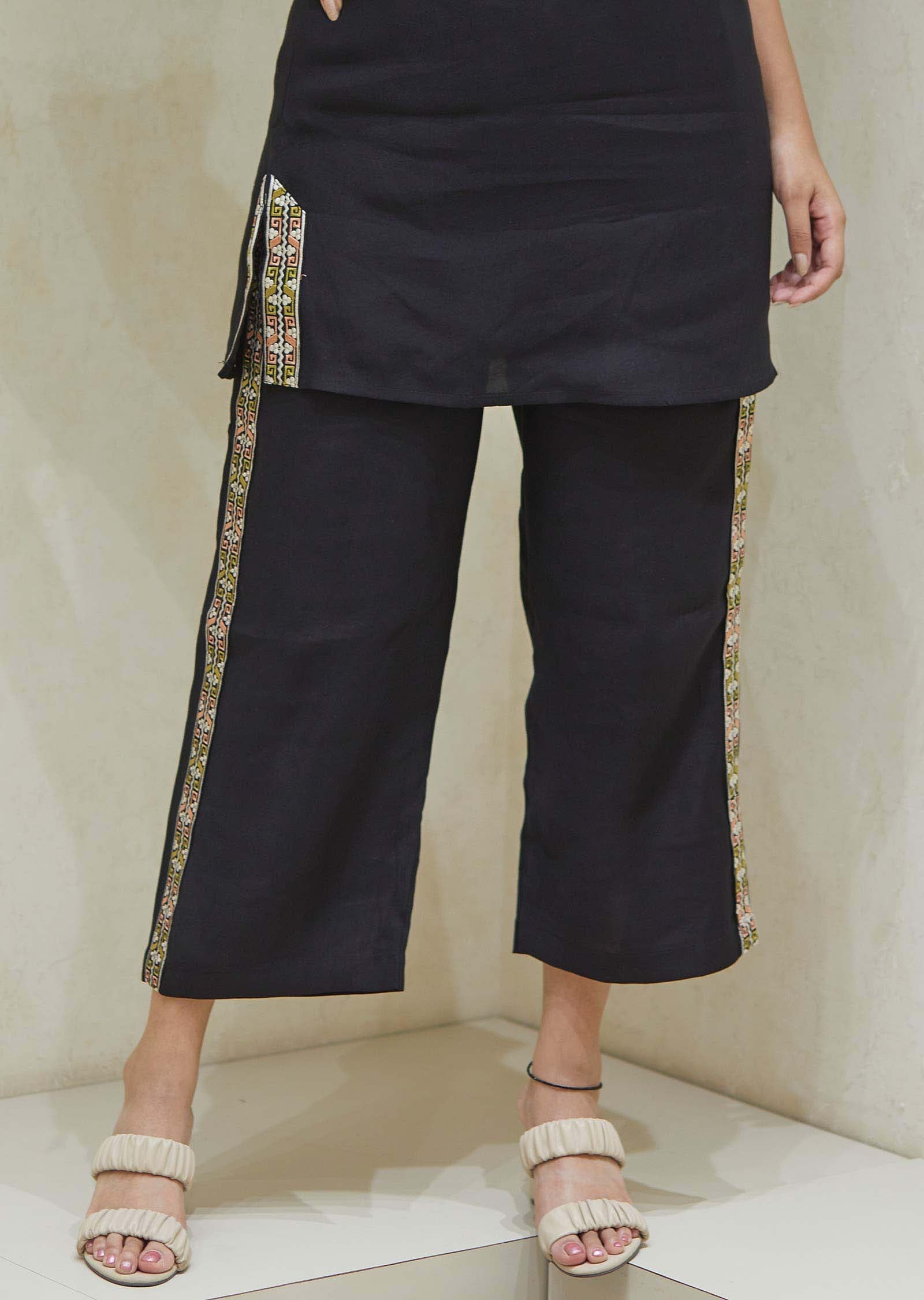 Black Soft Silk Resham Work Co-Ord Set