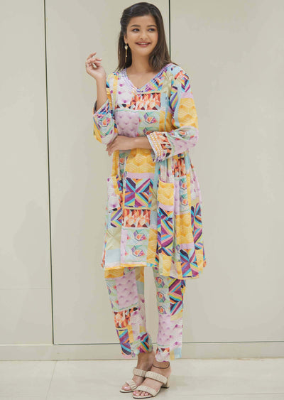 Mullti Muslin Printed Co-Ord Set