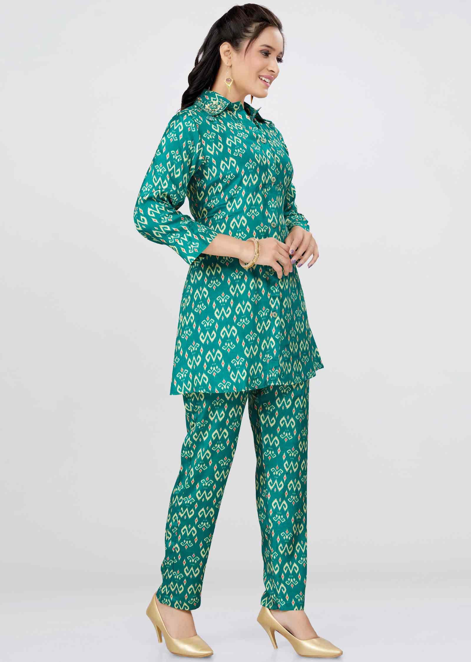 Green Muslin Co-Ord Set